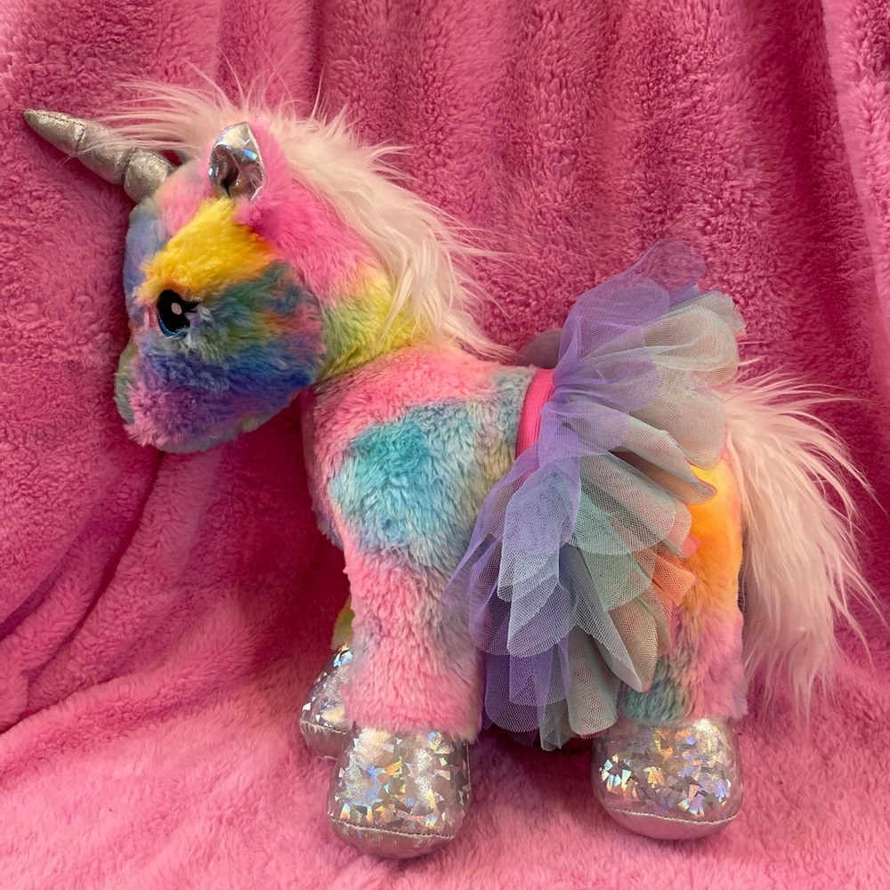 Build A Bear Tie dye Unicorn with multicolored skirt